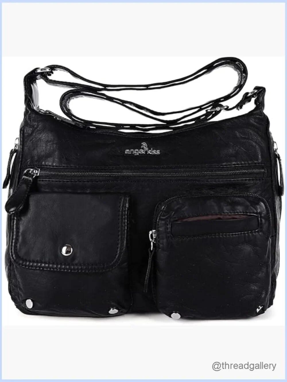 Faux Leather Hobo Crossbody Purse with Multiple Pockets